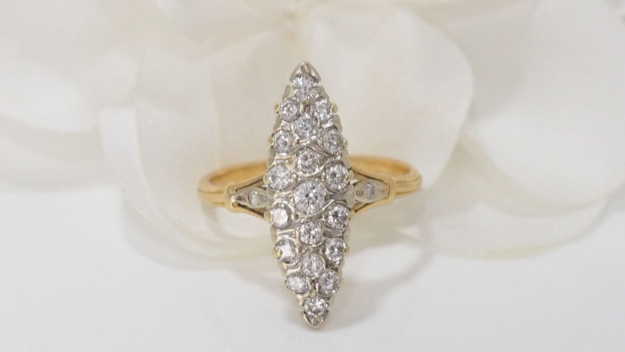 Bague 56 Bague marquise en Or bicolore et Diamants 58 Facettes 30627