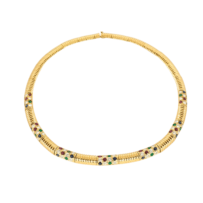 Collier Collier or jaune et pierrres précieuses 58 Facettes