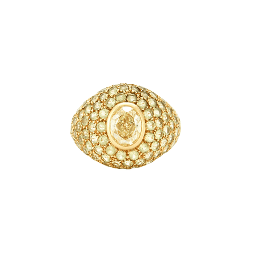bague 50 Bague boule en or jaune avec diamant et péridots 58 Facettes B849