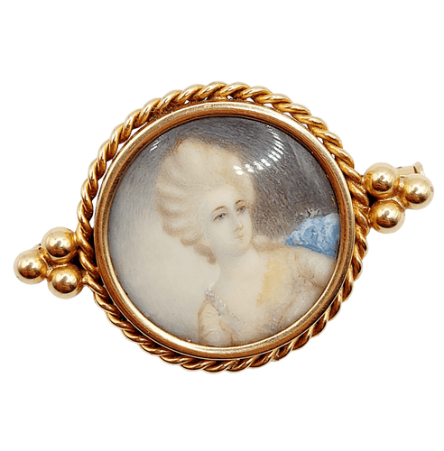Broche Broche victorienne or rose, miniature femme élégante 58 Facettes A04508