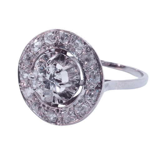 Bague 53 Bague ronde art deco or blanc diamants 58 Facettes 4281