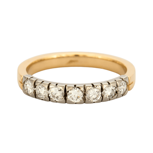 Bagues 58 Demi alliance diamants, or jaune et gris 58 Facettes DV0726-5-58-2