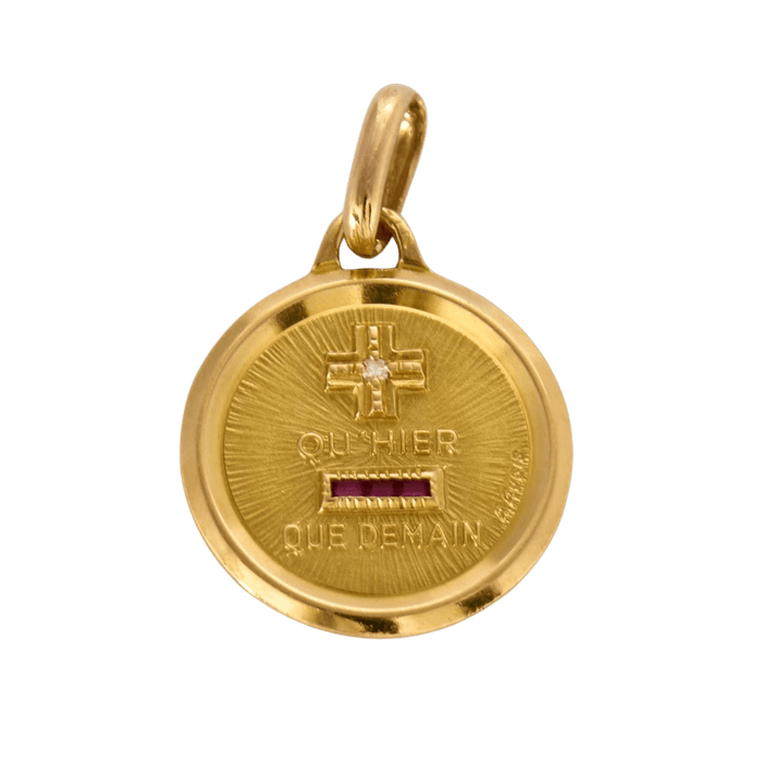 AUGIS – Alte Liebesmedaille, Gelbgold und Rubin