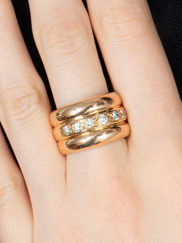 Bague 55 Bague jonc sertie de diamants en or jaune 18 carats 58 Facettes BO/150009