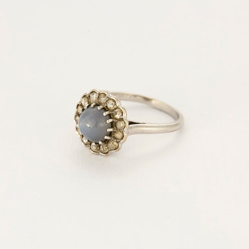 Bague 49,5 Bague en or blanc, saphir étoilée et diamants roses 58 Facettes DINA0039