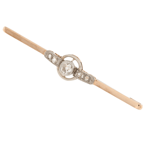 Broche Broche rétro en or jaune et platine avec diamants 58 Facettes