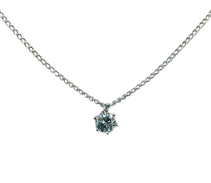 Collier Collier vintage solitaire en diamant serti 6 griffes 58 Facettes