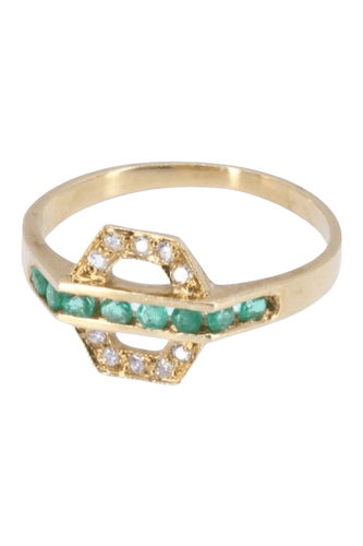 Bague 49 Bague moderne émeraudes et diamants 58 Facettes 085421