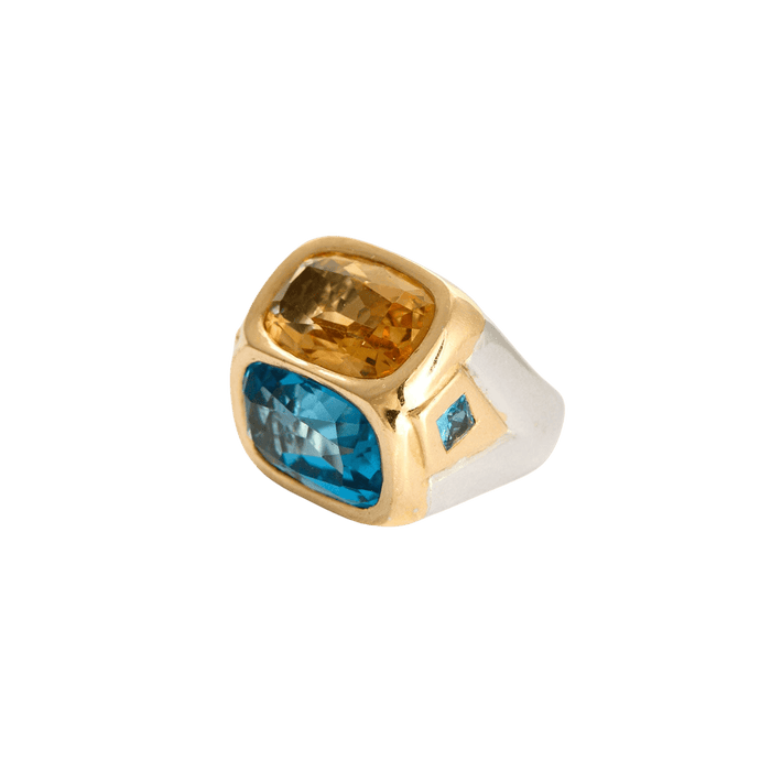 Bague 55 MARINA B - Bague or bicolore, topaze et citrine 58 Facettes