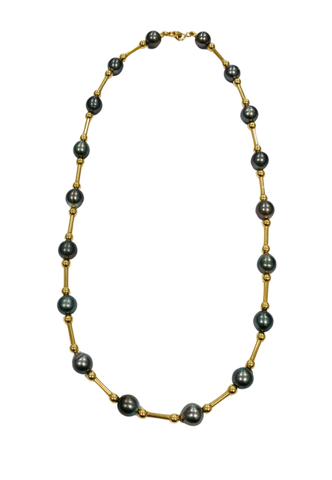 Tahitian pearl necklace Yellow gold