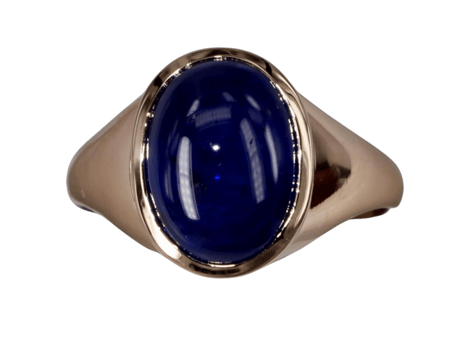 Bague 57.5 Bague avec lunette en saphir bleu cabochon 58 Facettes BA 121