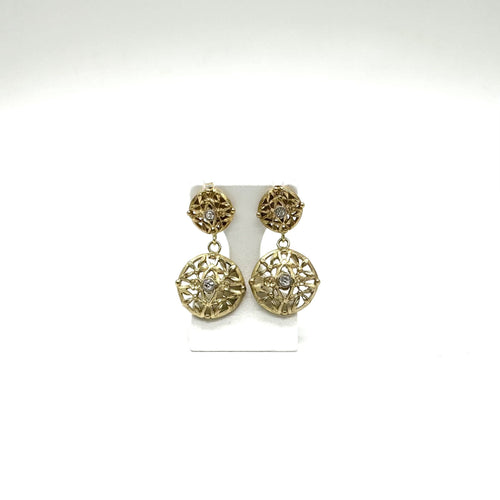 Boucles d'oreilles Boucles d'oreilles pendantes motif floral en or jaune 750 et diamants 58 Facettes Z1351489