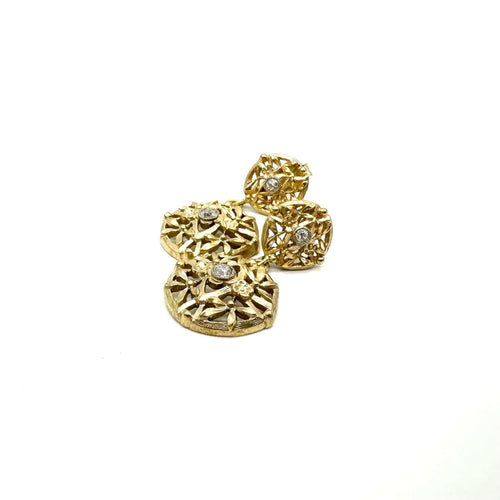 Boucles d'oreilles Boucles d'oreilles pendantes motif floral en or jaune 750 et diamants 58 Facettes Z1351489