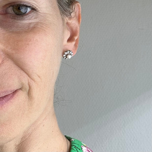 Earrings Yellow gold earrings and platinum, pearls and diamonds 58 Facettes Z1351594