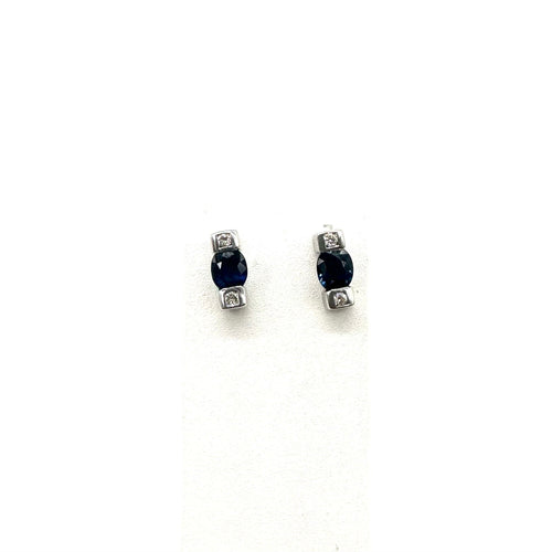 Boucles d'oreilles Boucles d'oreilles en or blanc 750 avec saphirs et diamants 58 Facettes Z1351695