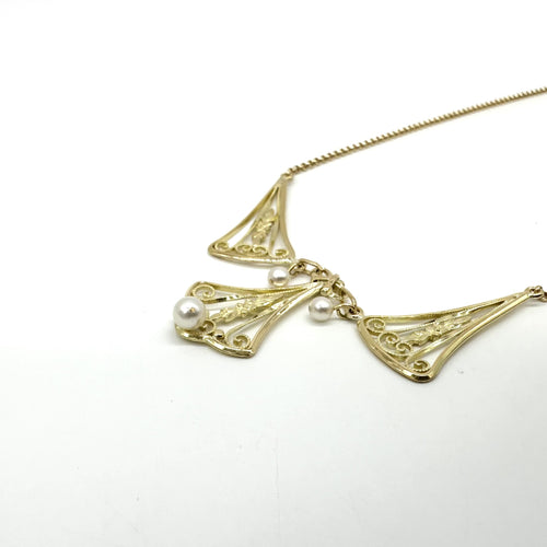 Collar Collar filigrana en oro amarillo 750 con perlas de cultivo 58 Facettes Z1351770