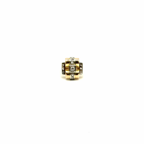 Bague 55 Bague tank en or 750 et platine avec diamants 58 Facettes Z1351852