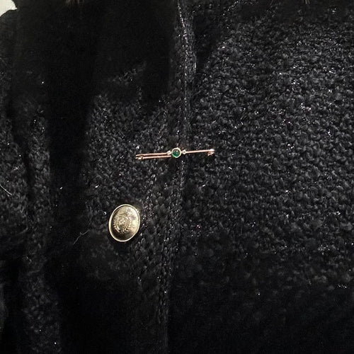 Broche Broche en or jaune 750 avec émeraude et diamants taille rose 58 Facettes Z1351861