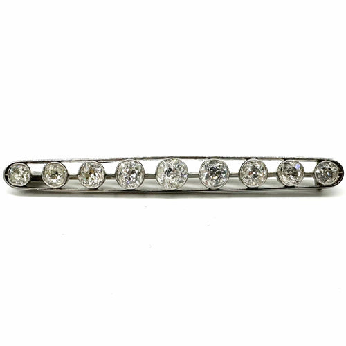 Broche Broche barrette en platine et diamants taille ancienne 3,83 ct 58 Facettes Z15B51631