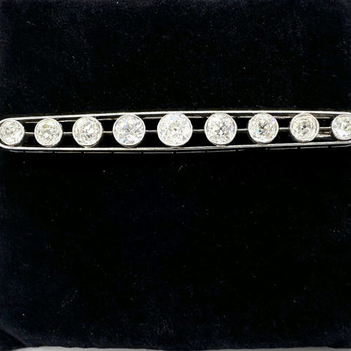 Broche Broche barrette en platine et diamants taille ancienne 3,83 ct 58 Facettes Z15B51631
