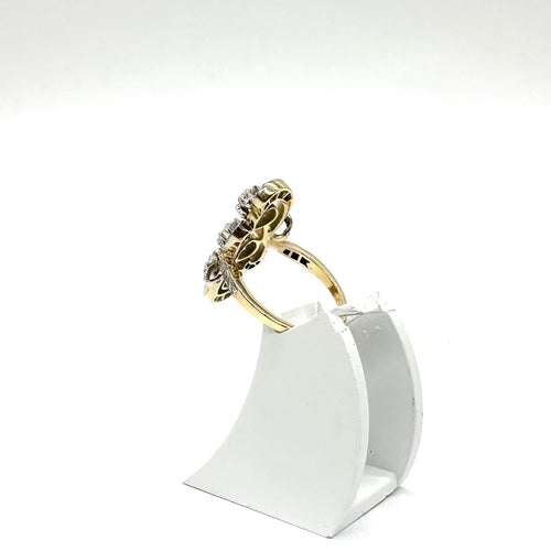 Bague 54 Bague Belle Époque en or jaune et blanc 18 carats et diamants 58 Facettes Z15B51356