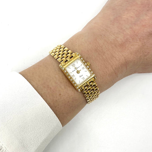 Yonger & Bresson Saat - 750 ayar sarı altın ve pırlantalı kadın saati 58 Facettes Z1550059