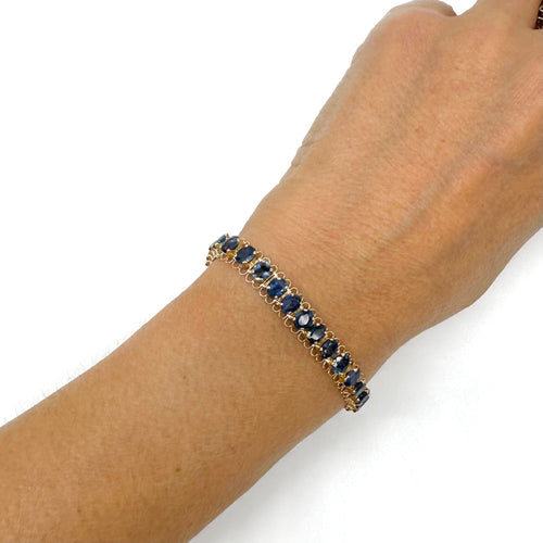 Bracelet Bracelet en or jaune 750 et saphirs ovales 12,60 ct 58 Facettes Z15B51418