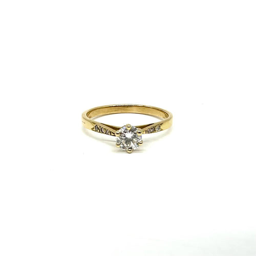 Bague 59 Bague solitaire en or jaune 750 et diamants 0,52 ct 58 Facettes Z15B51484