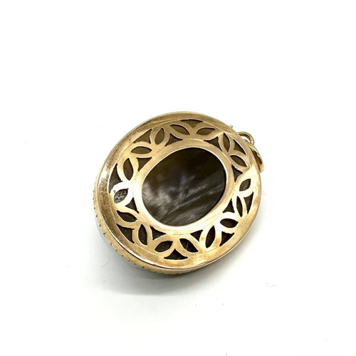 Vedhæng Vedhæng Kamee i 750 gult guld og agat 58 Facettes Z15B51536