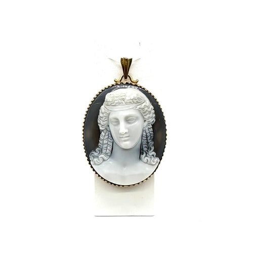 Vedhæng Vedhæng Kamee i 750 gult guld og agat 58 Facettes Z15B51536