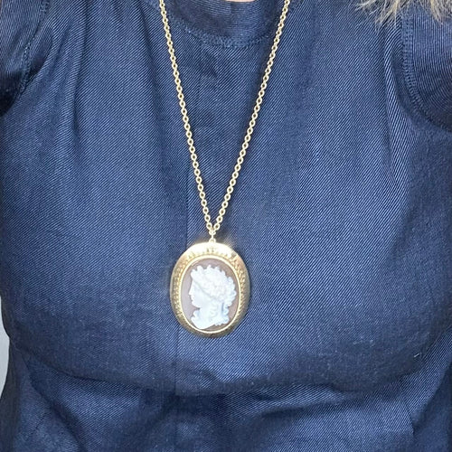 Висулка Висулка Камея с обем от жълто злато 750 и ахат 58 Facettes Z15B51550