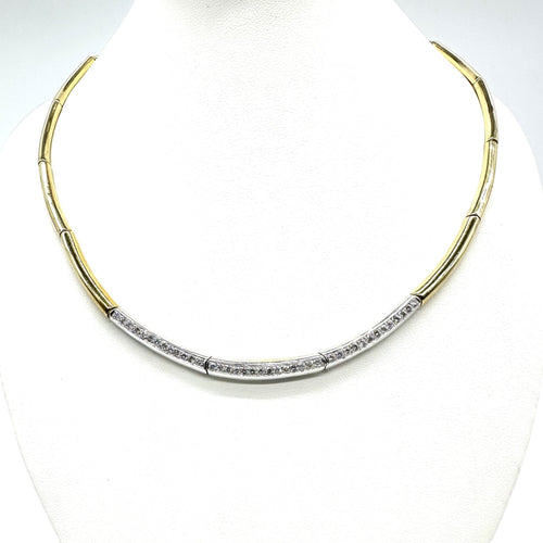 Necklace Articulated rigid bicolor necklace in 18k yellow and white gold and diamonds 58 Facettes Z15B51552