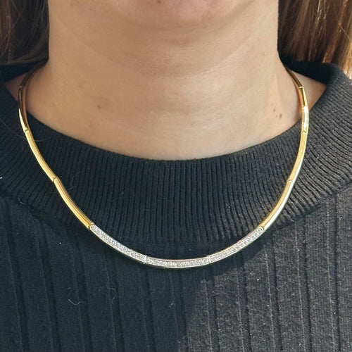 Necklace Articulated rigid bicolor necklace in 18k yellow and white gold and diamonds 58 Facettes Z15B51552