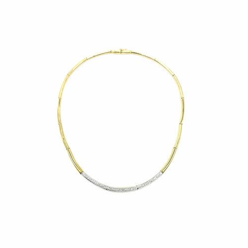 Necklace Articulated rigid bicolor necklace in 18k yellow and white gold and diamonds 58 Facettes Z15B51552