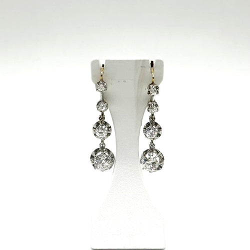 Boucles d'oreilles Boucles d’oreilles dormeuses en or jaune 750 et platine, diamants 58 Facettes Z15B51577