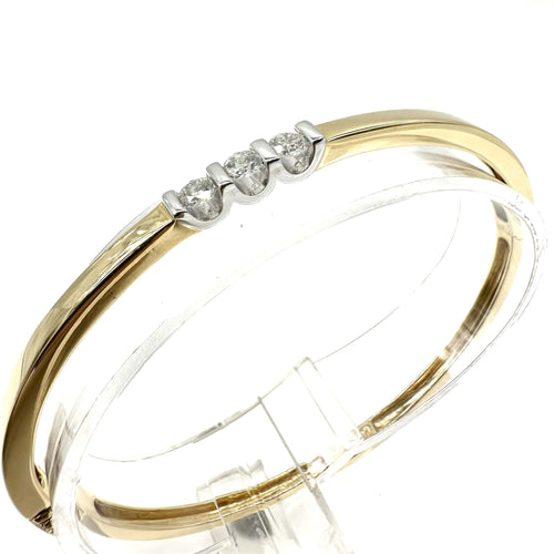 Bracelet Bracelet jonc trilogie bicolore en or jaune et or blanc 750, diamants 58 Facettes Z15B51581