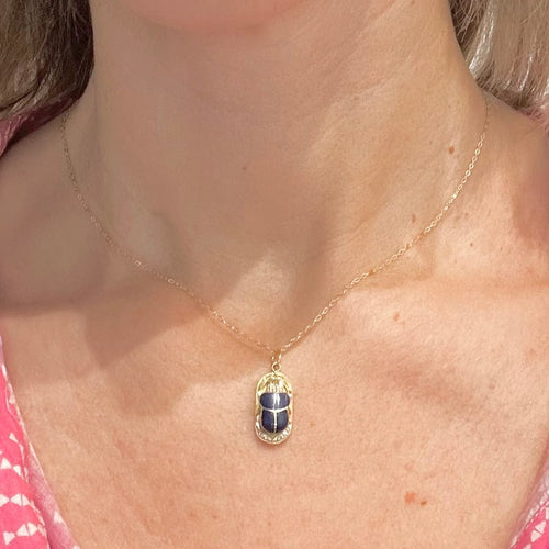 Scarab pendant in 750 yellow gold and lapis lazuli 58 Facettes Z15B51683