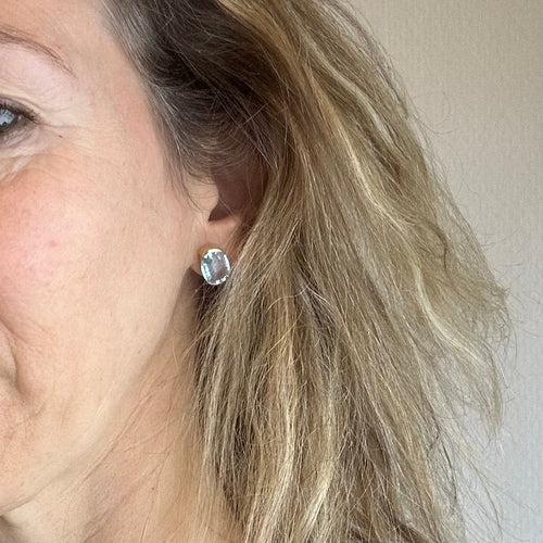 Boucles d'oreilles Boucles d’oreilles en or jaune 750 avec topazes rectangulaires 58 Facettes Z15B51698