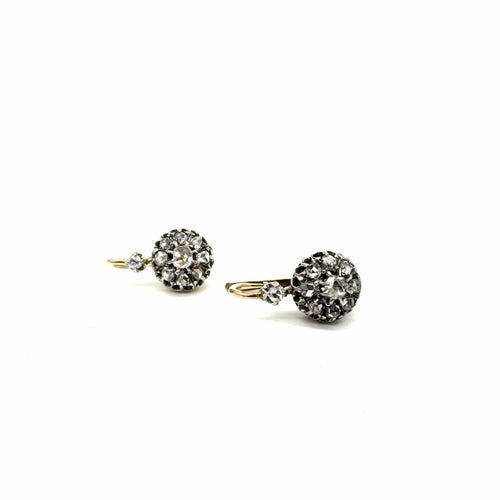 Boucles d'oreilles Boucles d’oreilles dormeuses en platine et or jaune 750, diamants 58 Facettes Z15B51724
