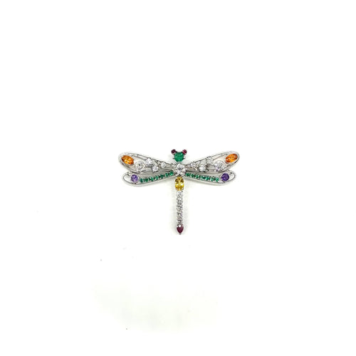 Broche Broche libellule en or blanc 750 avec diamants et pierres fines 58 Facettes Z15B51737