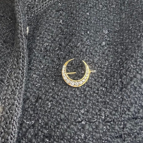 Broche Broche croissant en platine et or jaune 750 avec diamants 58 Facettes Z15B51752