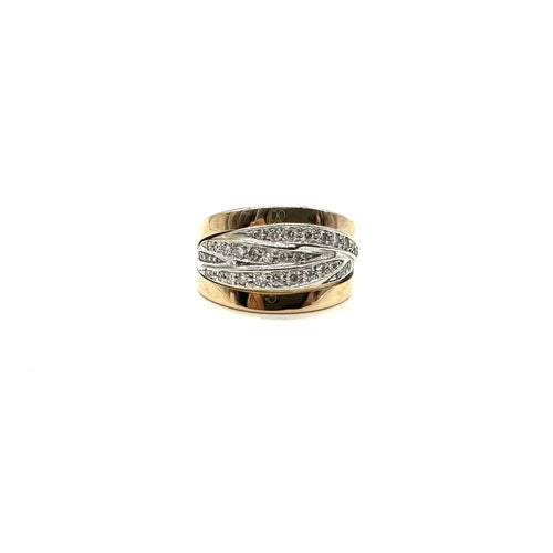 Bague 56 Bague volume bicolore en or jaune et blanc 18K et diamants 58 Facettes Z15B51776