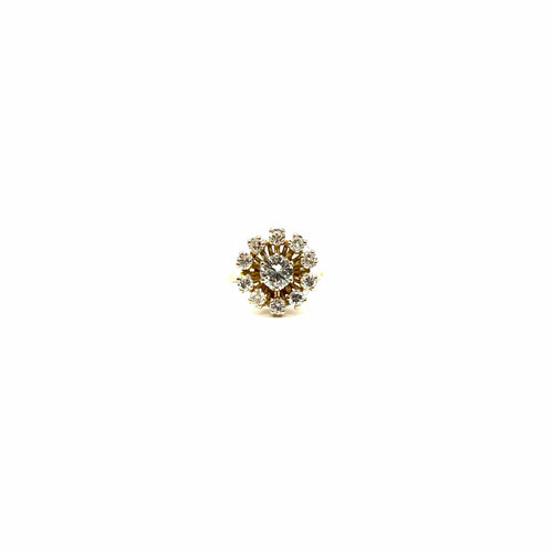 Bague 55 Bague entourage en or jaune 750 et diamants 58 Facettes Z15B51780