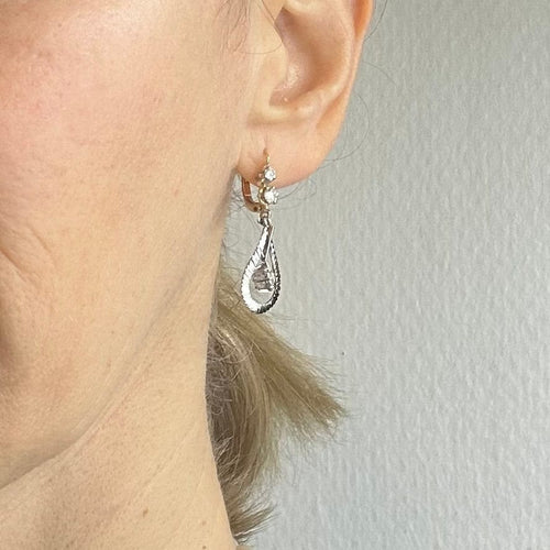 Boucles d'oreilles Boucles d'oreilles dormeuses en or bicolore 750 et diamants 58 Facettes Z15B51790
