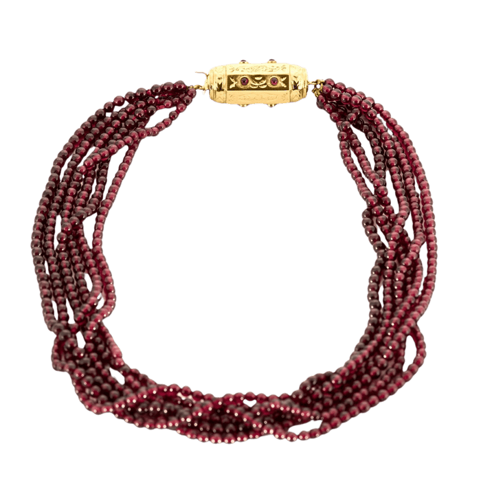 Collier Collier or jaune et perles grenats 58 Facettes DV0184-19