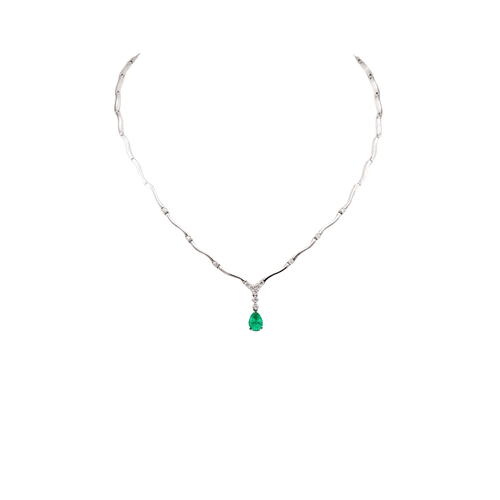 Collier Collier émeraude poire et diamants 58 Facettes 35100074