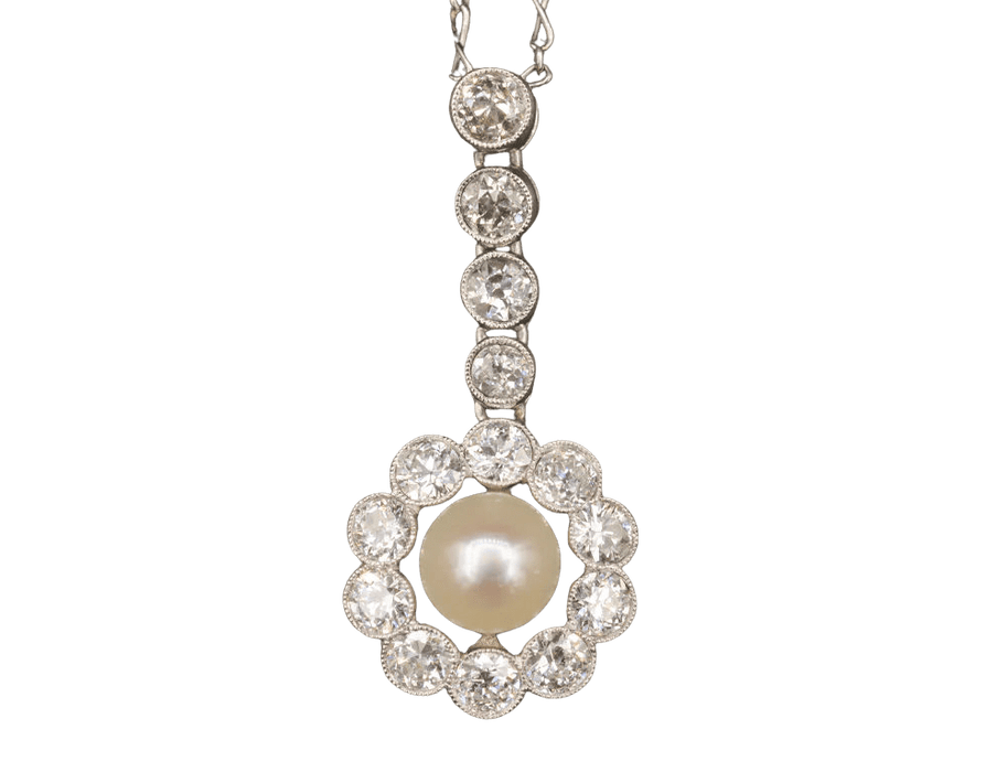 Pendentif Pendentif platine perle diamants 1920 58 Facettes A10548