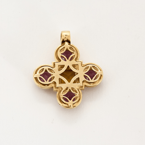 Pendentif Pendentif en or jaune, citrine et tourmalines roses 58 Facettes DV19556-2