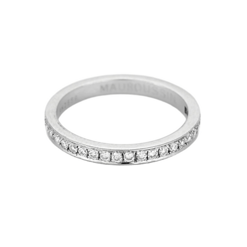 Bague 54 MAUBOUSSIN - Demie alliance en or gris et diamants 58 Facettes DV19774-1