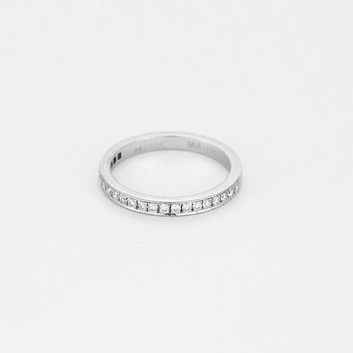 Bague 54 MAUBOUSSIN - Demie alliance en or gris et diamants 58 Facettes DV19774-1